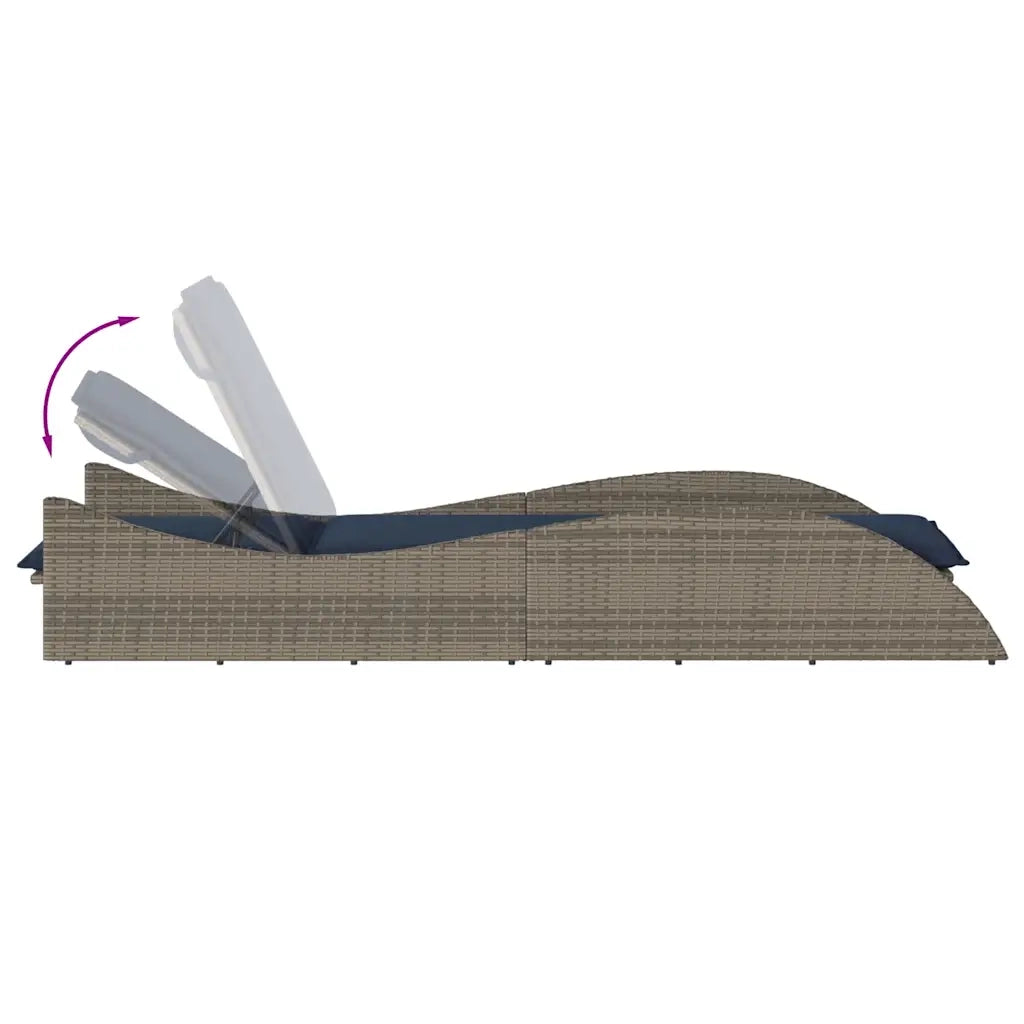 Lettino Prendisole con Cuscino Grigio 60x205x73 cm in Polyrattan 368284