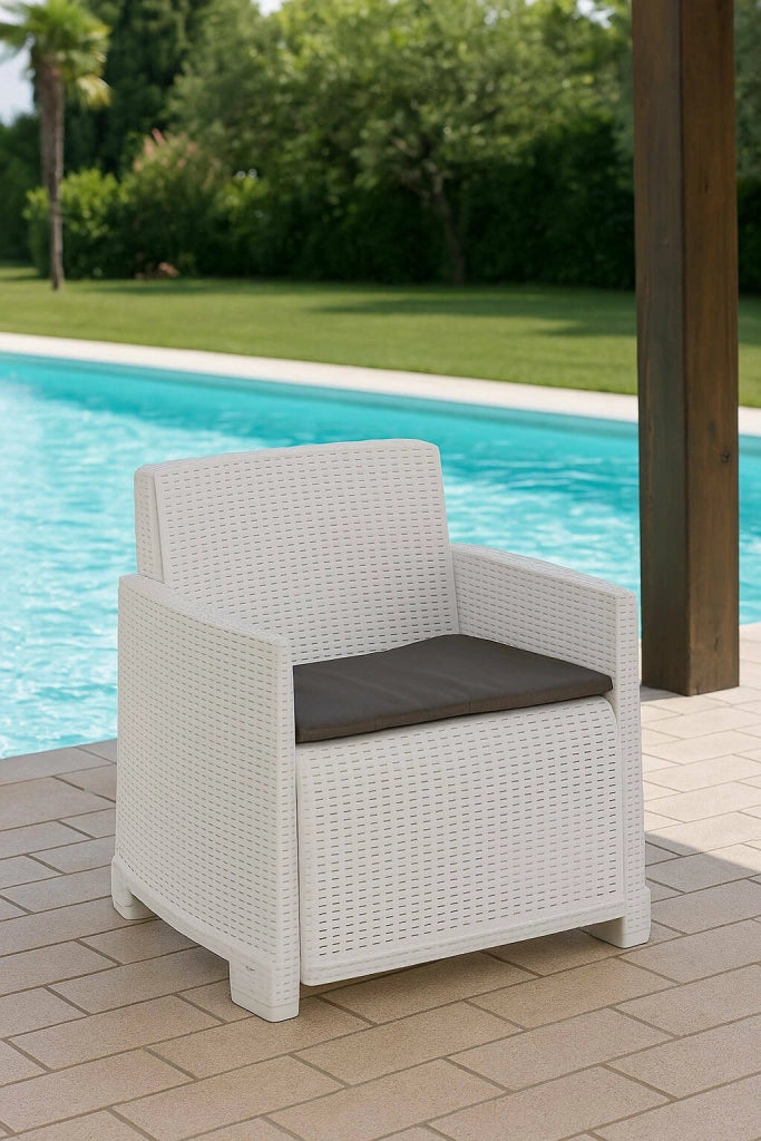 Gaby, Poltrona da Esterno Braccioli Made in Italy, 66x72 cm Bianco