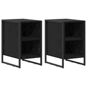 Set di 2 Comodini | Armadio da Notte | Mobiletto da notte Rovere Nero 39.5 x 30 x 50 cm Legno multistrato
