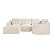 Divano modulare 5 posti - con schienale alto e pouf - in chenille beige
