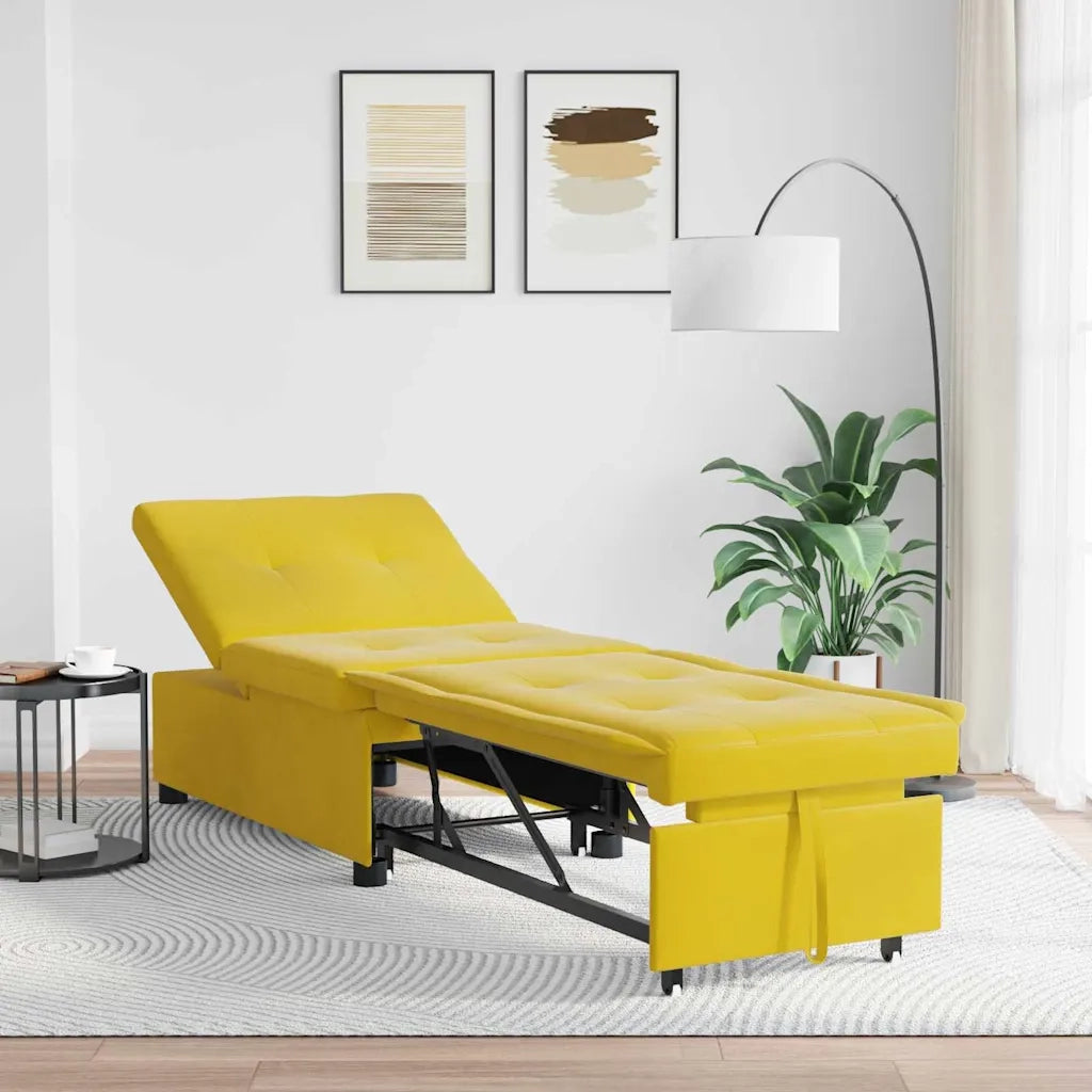 Divano letto | Sof¨¤ letto | Letto singolo Giallo 194 x 67 x 82 cm Velluto