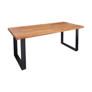 Tavolo da pranzo LODEN 200 cm – Piano in legno massello di sheesham verniciato – Gambe a U in metallo nero