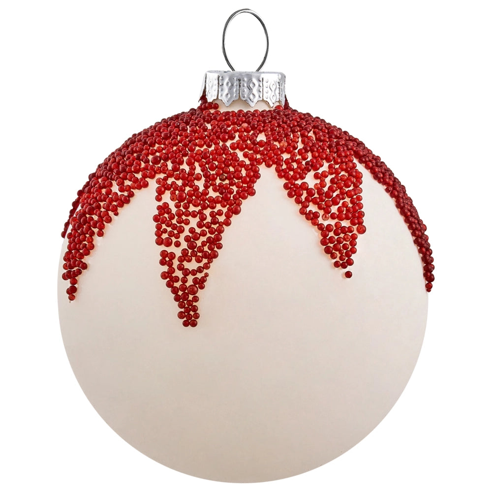 Set di 50 palline di Natale in vetro rosso e bianco da appendere all'albero di Natale in stile tradizionale