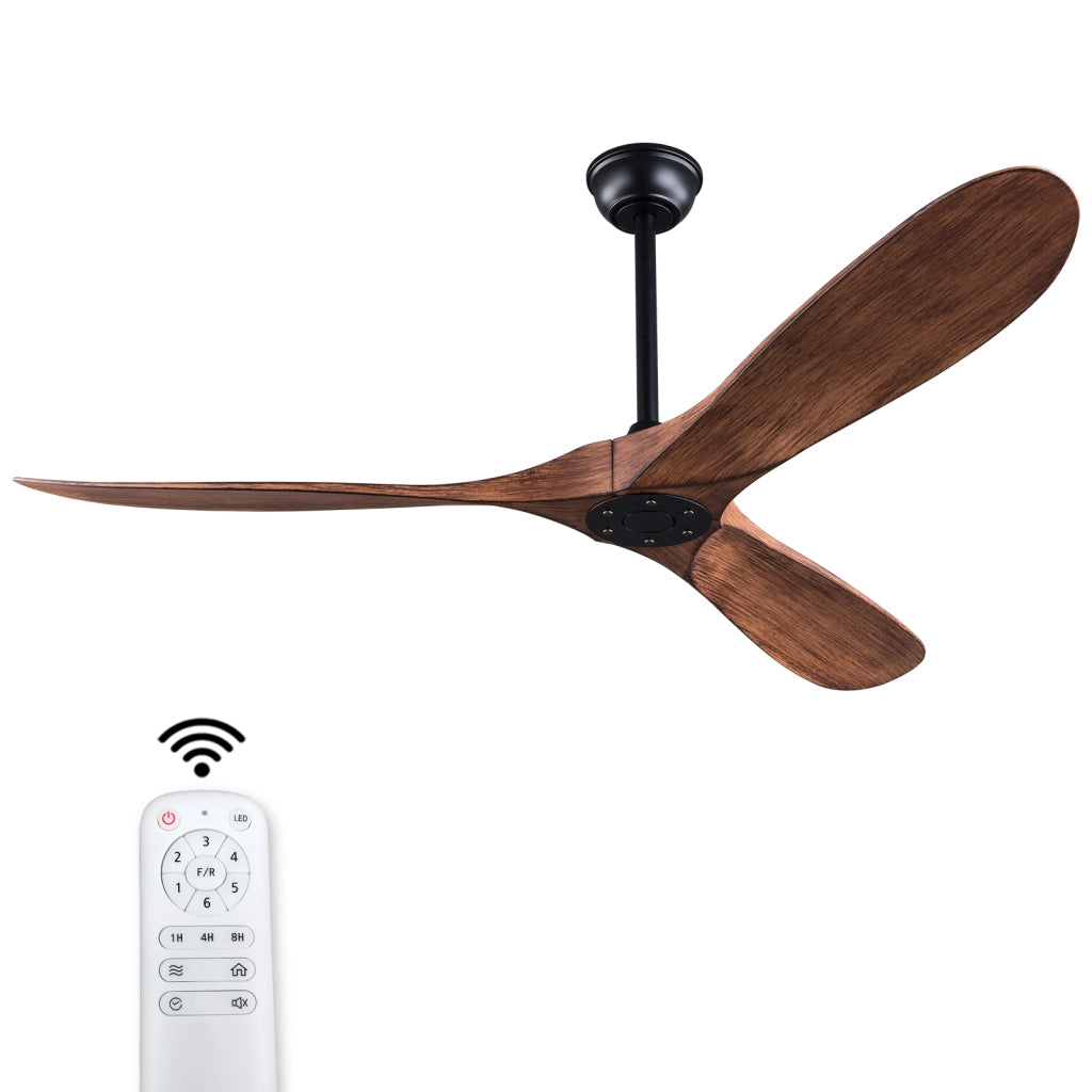 Ventilatore da soffitto 52 pollici senza luce, 6 velocit¨¤, motore DC reversibile silenzioso, moderno con telecomando, interni/esterni