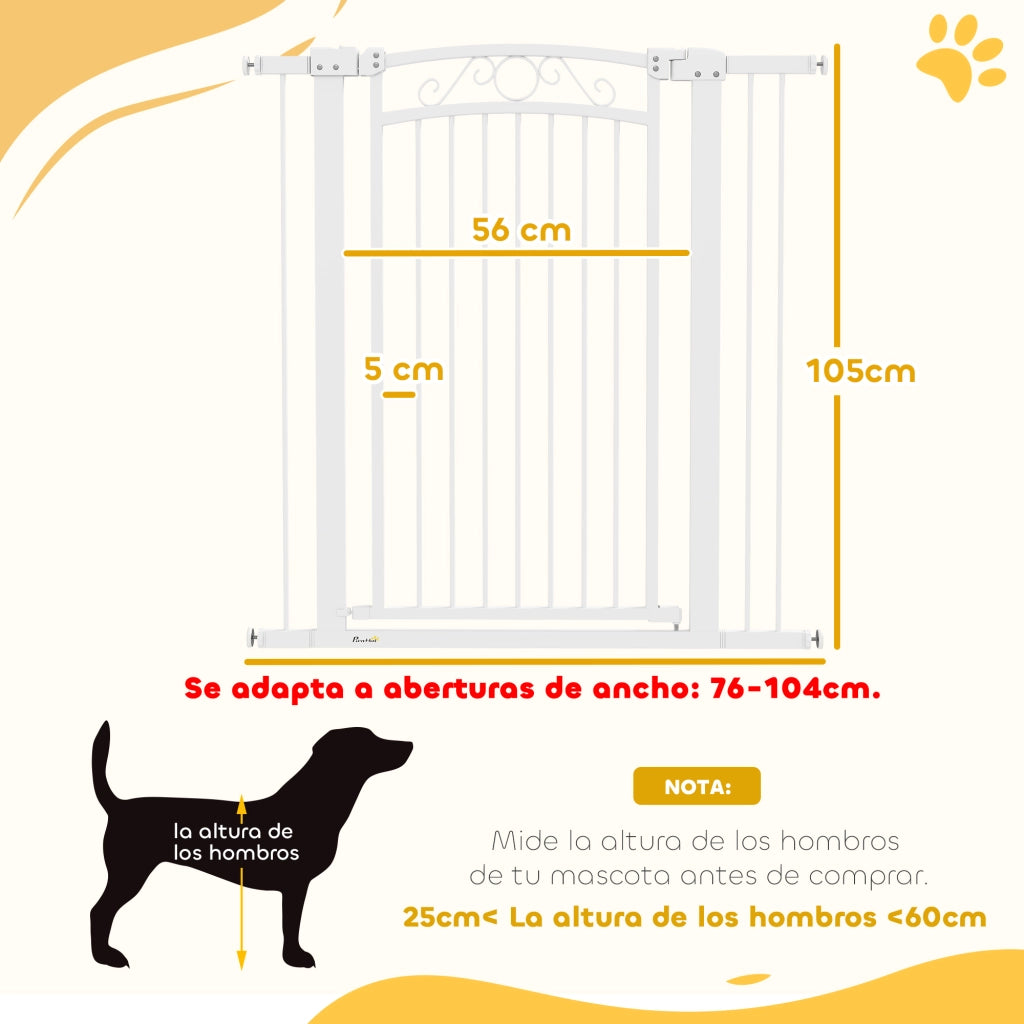 Porta per Cani Regolabile 76-104 cm ¨C zephmum ¨C Bianco