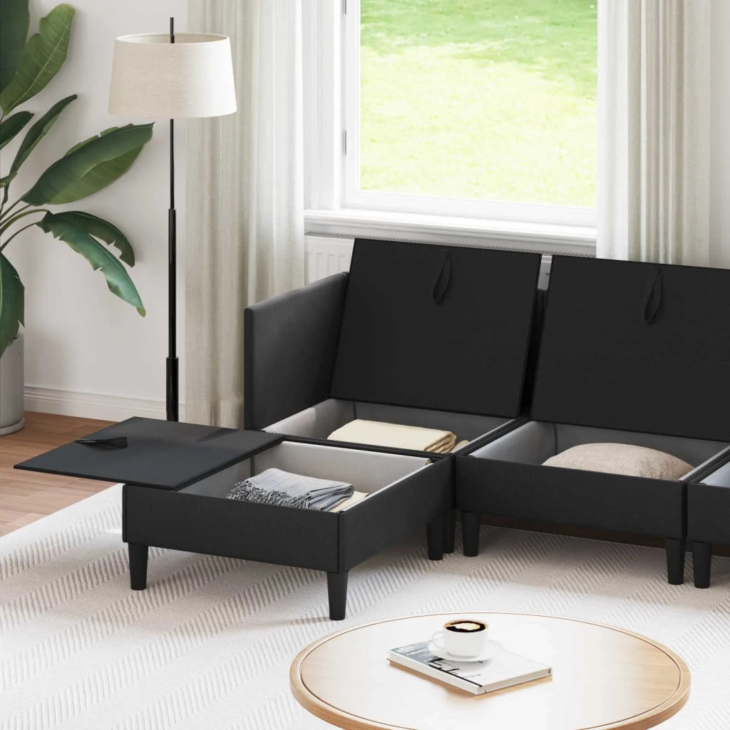 Set di mobili per il soggiorno 5 pcs Nero Tessuto