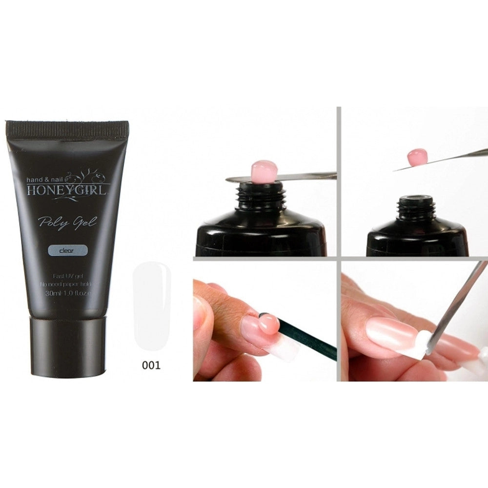 Trade Shop - Gel Uv Poly 30ml Trasparente 001 French Costruttore Ricostruzione Unghie Nail Art -