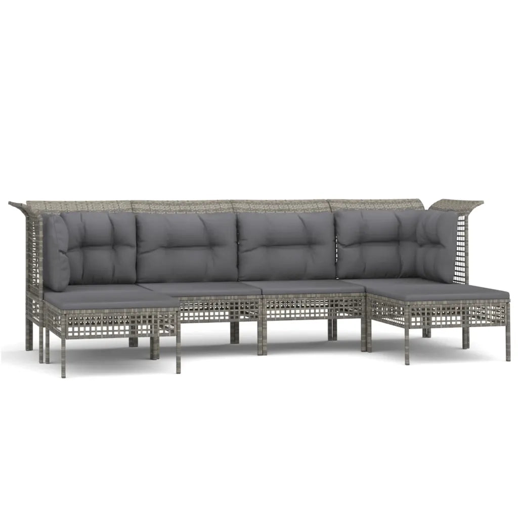 Set Divani da Giardino 6 pz con Cuscini in Polyrattan Grigio 3187552