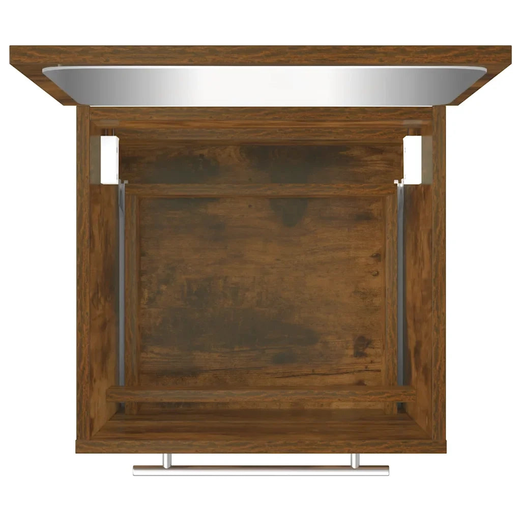 Mobiletto da bagno a parete con pratico specchio 41 x 38,5 x 48 cm stile moderno legno di rovere affumicato 02_0048424