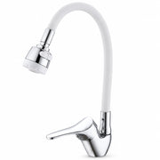 Rubinetto Cucina Doccetta 2 Getti Tubo Girevole Flessibile Silicone  Bianco