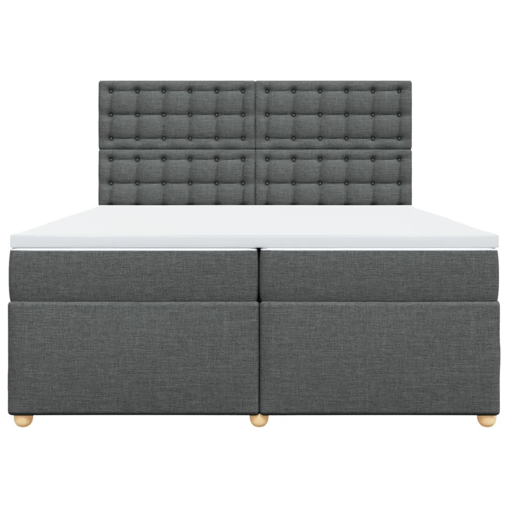 Giroletto a Molle con Materasso Grigio Scuro 200x200 cm Tessuto