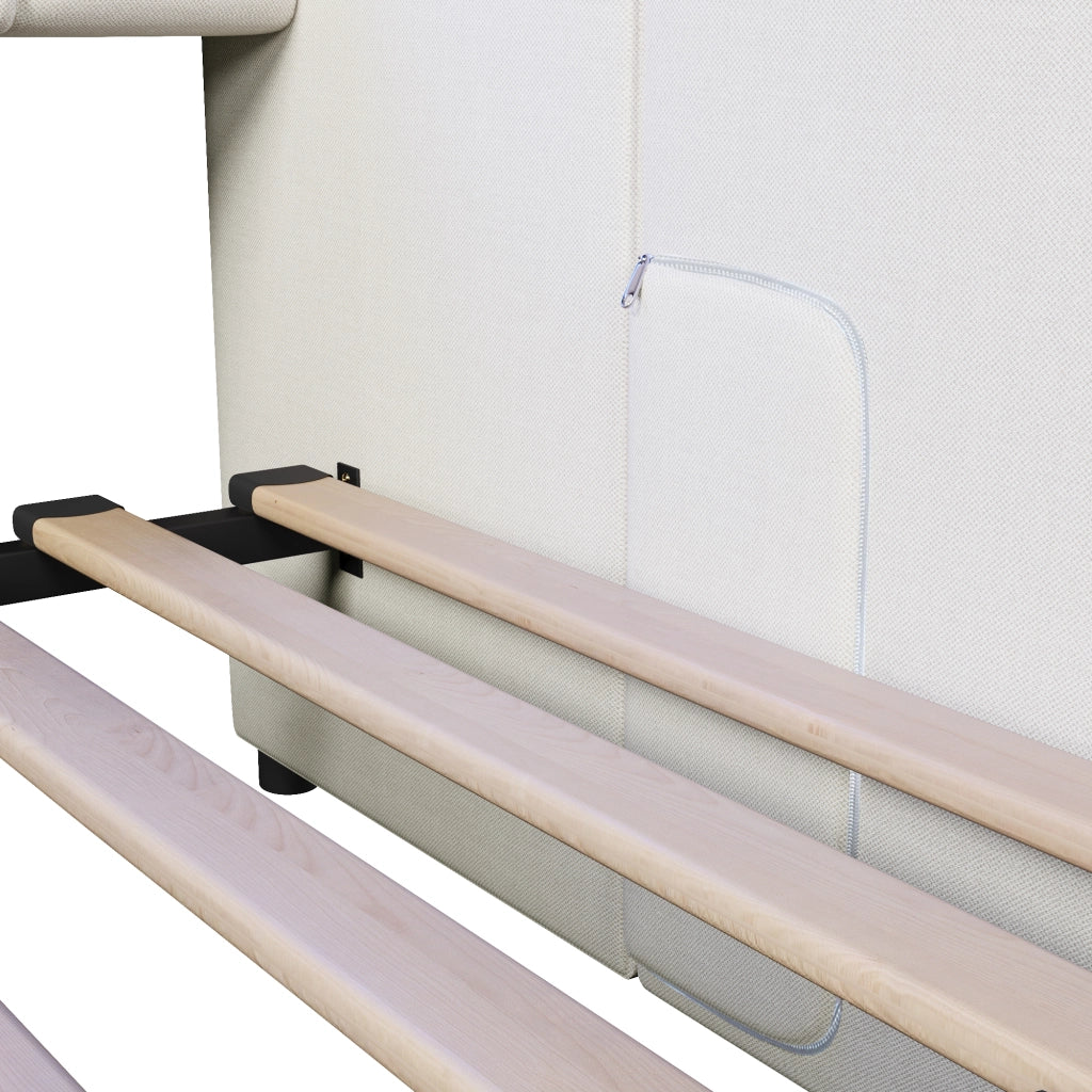 Letto estraibile singolo 90×200 cm con USB; Type-C; LED; 2 cassetti e 2 tasche; senza materasso; lino; beige
