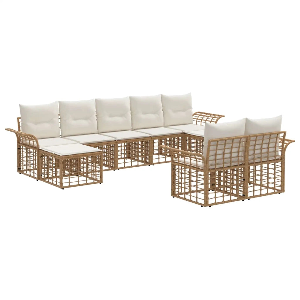 Set di divani da esterno 9 pcs Naturale e Bianco Crema 3437774