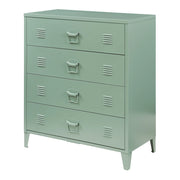 Pratica cassettiera in metallo per ingresso soggiorno o camera da letto con 4 cassetti acciaio 92 x 80 x 40 cm verde opaco 03_0009308