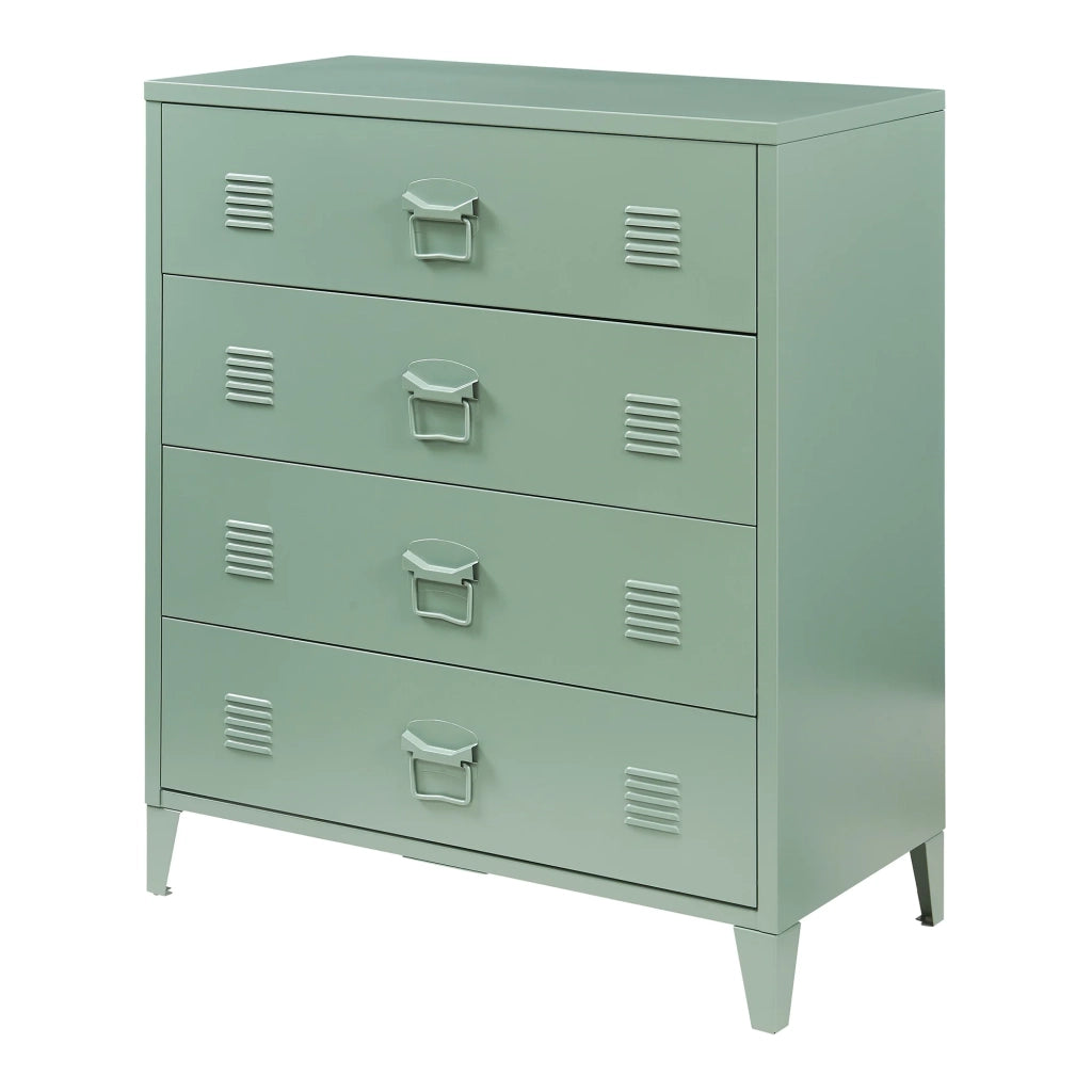 Pratica cassettiera in metallo per ingresso soggiorno o camera da letto con 4 cassetti acciaio 92 x 80 x 40 cm verde opaco 03_0009308