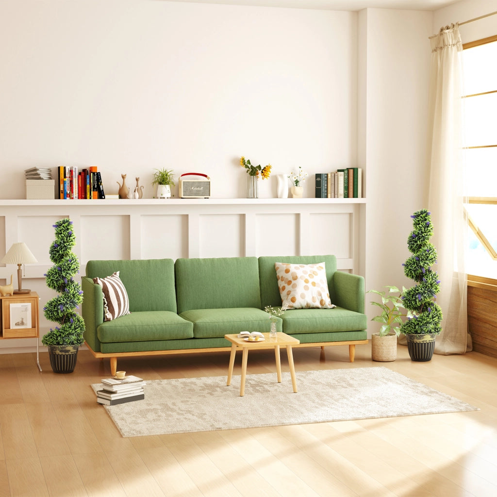 Set 2 Piante Finte Bosso e Lavanda 115cm ¨C zephmum ¨C Verde Blu