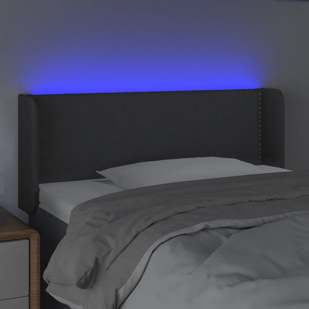 Testiera a LED Grigio Scuro 93x16x78/88 cm in Tessuto