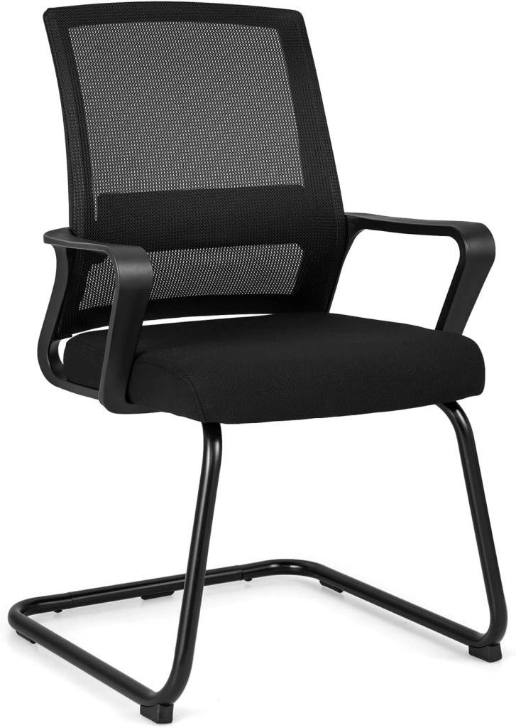 Sedie Sala d'Attesa con Braccioli, Poltrona da Ufficio con Struttura in Metallo, Sedia Imbottita Senza Ruote, per Ospiti per Ufficio Riunioni Conferenza, 62 x 59 x 94 (1)