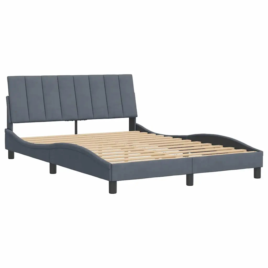 Giroletto senza Materasso Hanko Grigio Scuro 140x190 cm Velluto