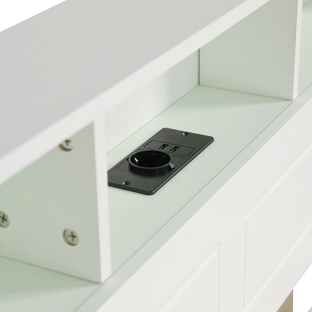 Letto a castello-Xylo-120x200+90x190 cm-LED, USB, contenitore, pino, bianco