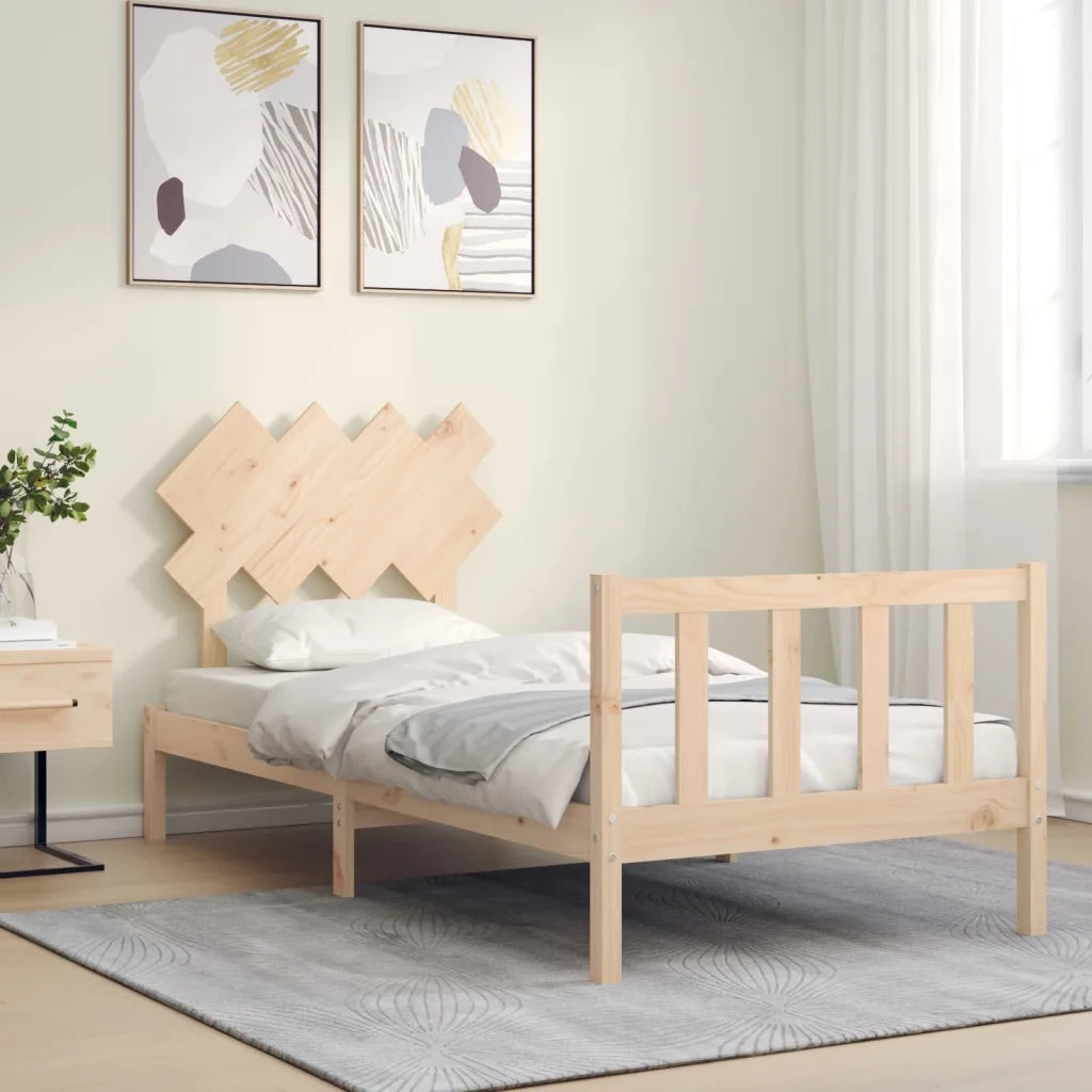 Giroletto con Testiera Single-Struttura Letto in Legno Massello 449548