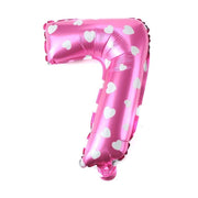 Trade Shop - Palloncino Numero 7 Rosa Cuori Cuoricini 35cm Elio Decorazione Party Festa -