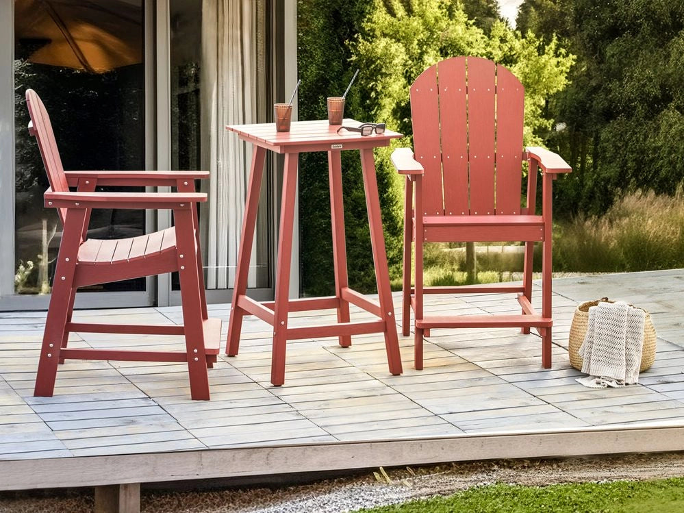 Set da giardino Bistro Bar Tavolo e sedie alte rosso Stile industriale per esterni