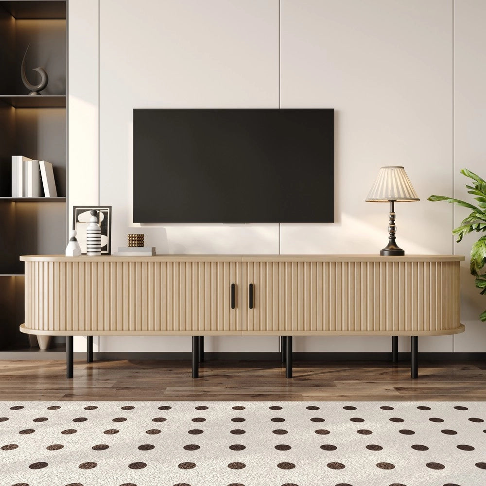 Mobile TV con Ante Scorrevoli e Ripiani ¨C Xylo ¨C MDF, Gambe in Metallo, Design Moderno
