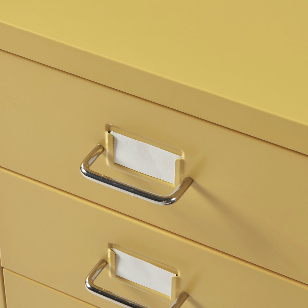 Cassettiera Kökar in Acciaio Mobile Archivio con 5 Cassetti e Rotelle - Giallo [en.casa]