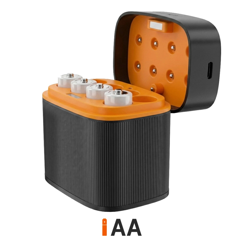 Caricabatterie Batterie AA 8 Slot con 4 Pile Ricaricabili Litio 1.5V Nero LinQ