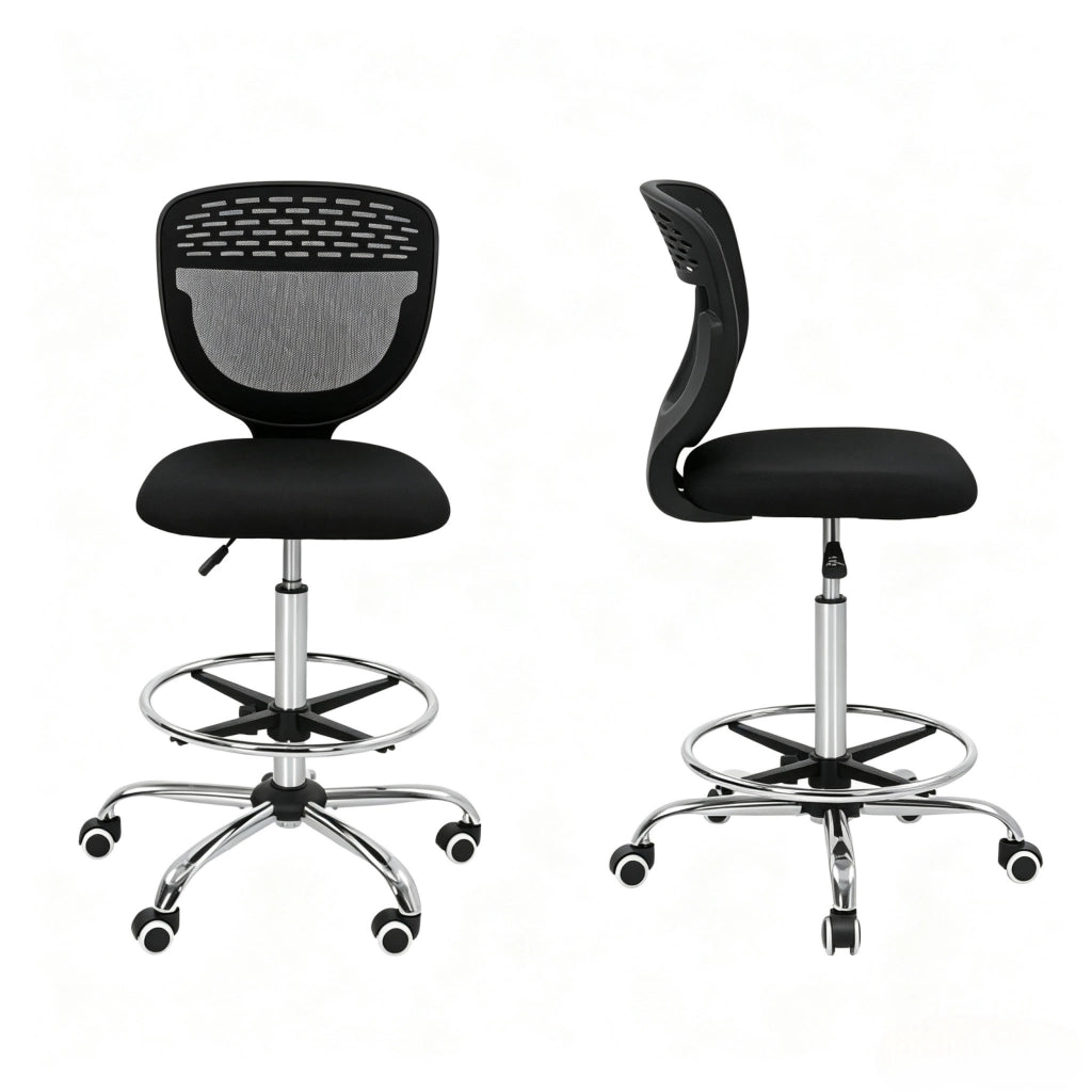 Sedia da ufficio ergonomica in rete nera, 1 pezzo, altezza regolabile 68-88 cm
