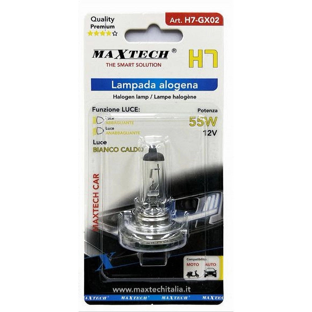 Trade Shop - Lampada H7 Per Moto Auto Lampadina Alogena 55 Watt 12v Luce Bianco Caldo H7-gx02 -