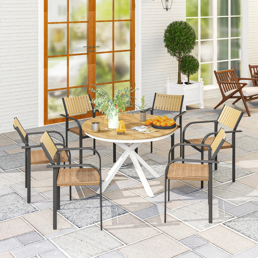 Tavolo da pranzo per giardino rotondo ¨C zephmum ¨C alluminio, 118 cm