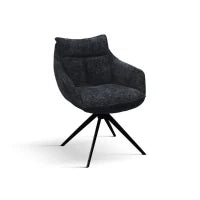 PAZZO DESIGN Sedia Gastone Nero set da 2 sedie con rivestimento in tessuto e gambe in metallo