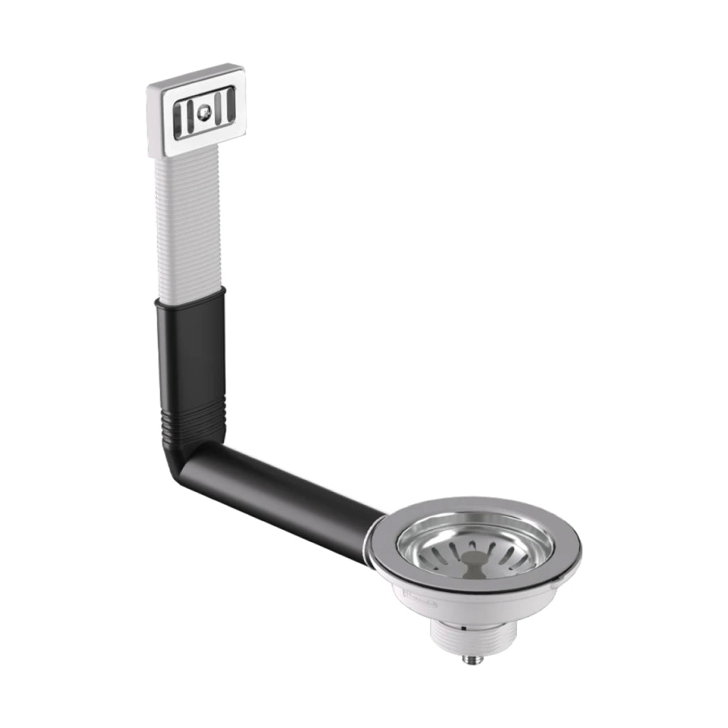 PILETTA DI SCARICO CON TROPPO PIENO RETTANGOLARE PER LAVELLO IN ACCIAIO INOX MODELLO HOOK ECO - Ø11/2  - BON