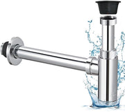 Sifon universale regolabile per lavabo con apertura di pulizia, chiusura di odore e flessibilità per lavabo e vasca da bagno, in acciaio inox 1 1/4 x 32 mm