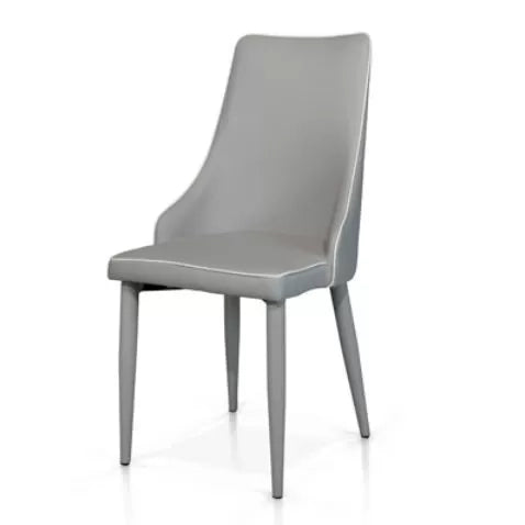 Set 4 sedie ecopelle grigia con bordo bianco 45x42 h.95 (982) - Mobili 2G