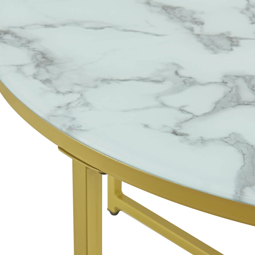 Tavolino rotondo per soggiorno 45 x 80 cm marmo bianco/oro 03_0008496