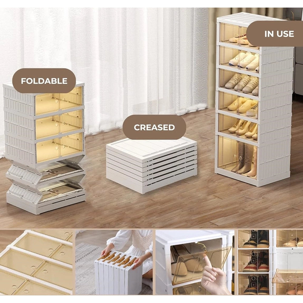 Trade Shop - Scarpiera Pieghevole Per Scarpe Impilabile Trasparente Organizer Senza Installazione -