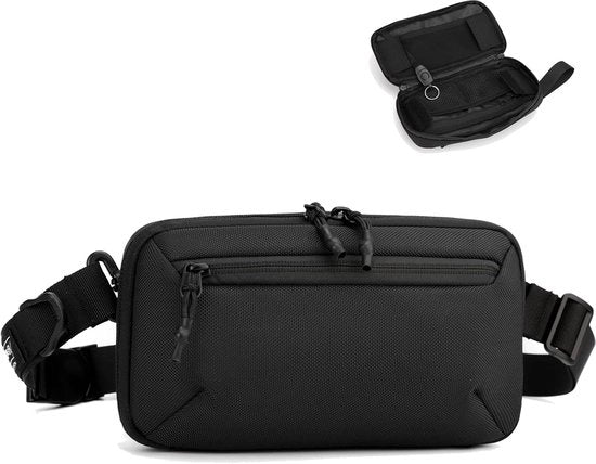 Sacchetto da testa per uomo e donna, sacchetto da testa impermeabile, 1,5L cinturino regolabile a spalla crossbody, adatto per viaggi, jogging, camminata, nero