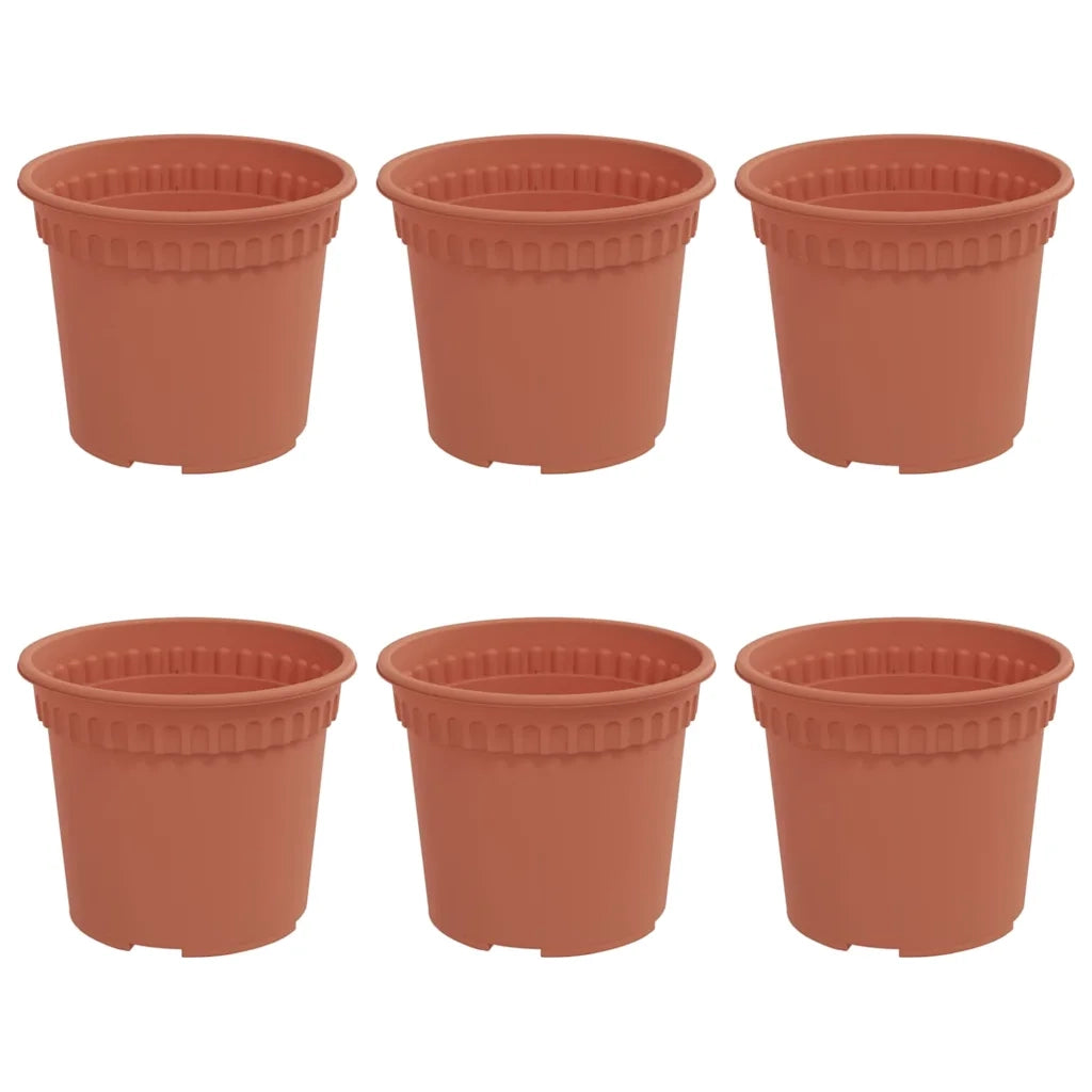 Vaso Rotondo per Fiori 6 pcs Rosso Mattone Ø 12,5 x 10 cm 42020263