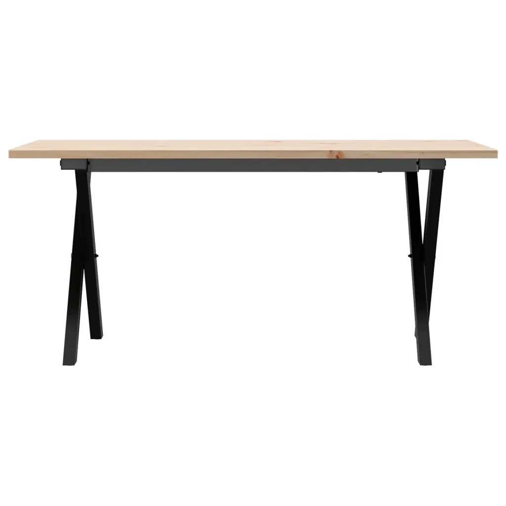 Tavolino Salotto Telaio a X 100x50x45 cm Legno Pino e Acciaio