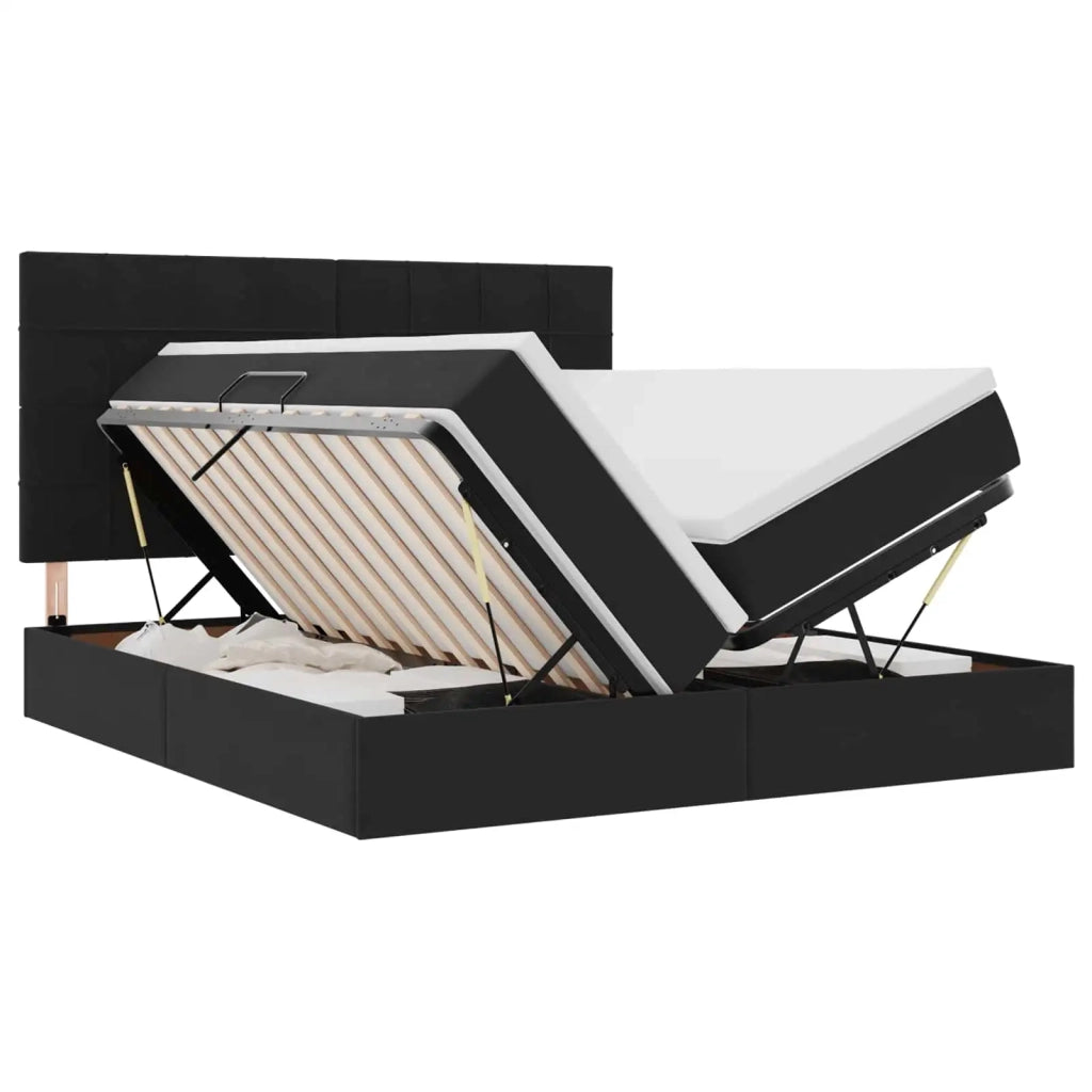 Letto con Contenitore con materasso Nero 200 x 200 cm Velluto