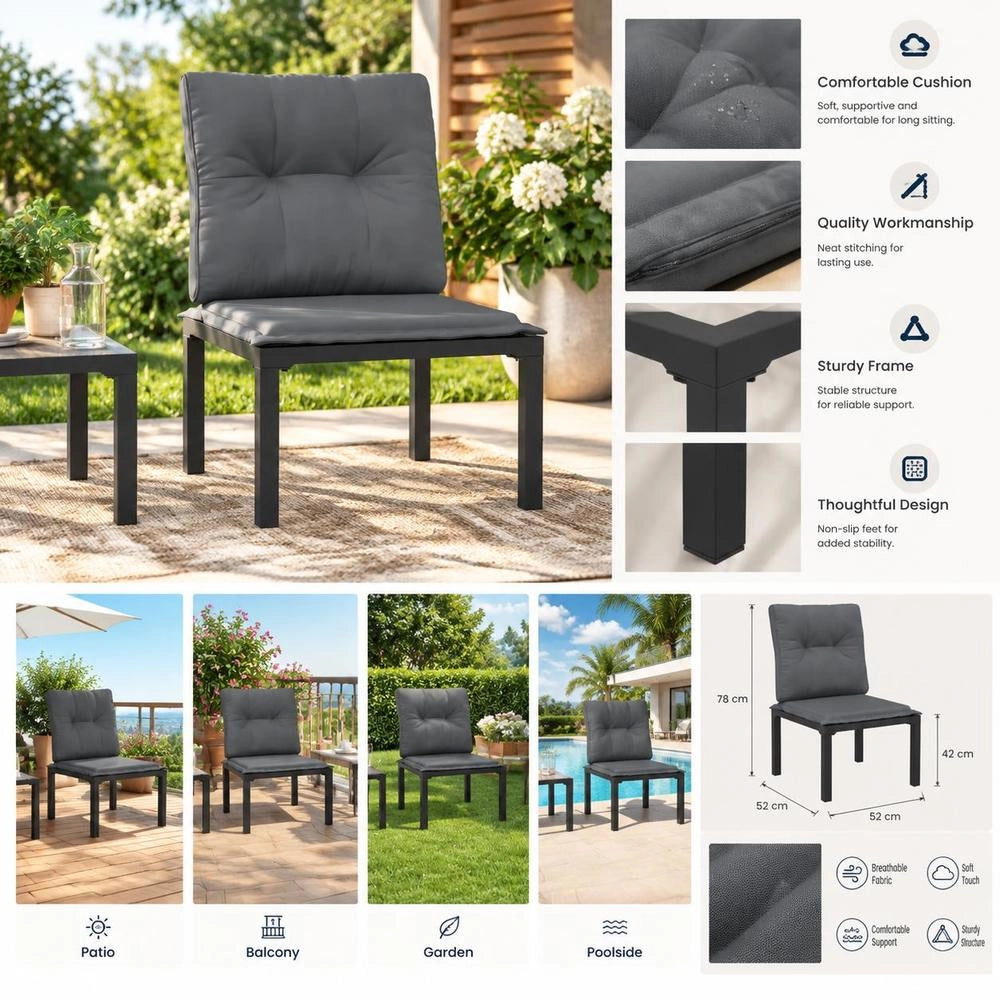 Garden Chair With Cushion, Black And Grey Poly Rattan