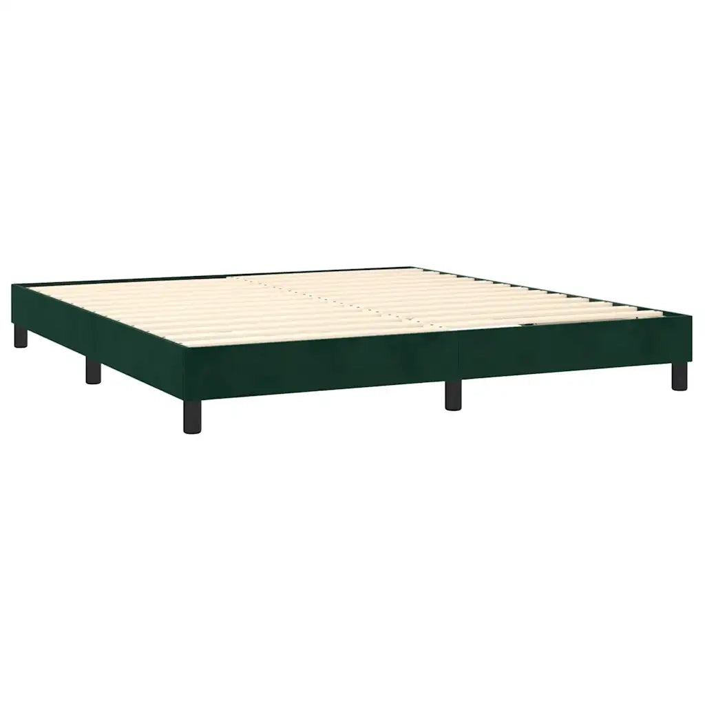 Giroletto a Molle con Materasso Verde Scuro 180x200 cm Velluto
