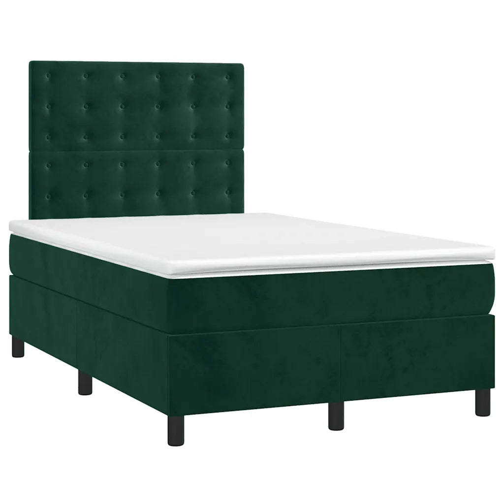 Letto a Molle con Materasso e LED Verde Scuro 120x200cm Vellutocod mxl 75155