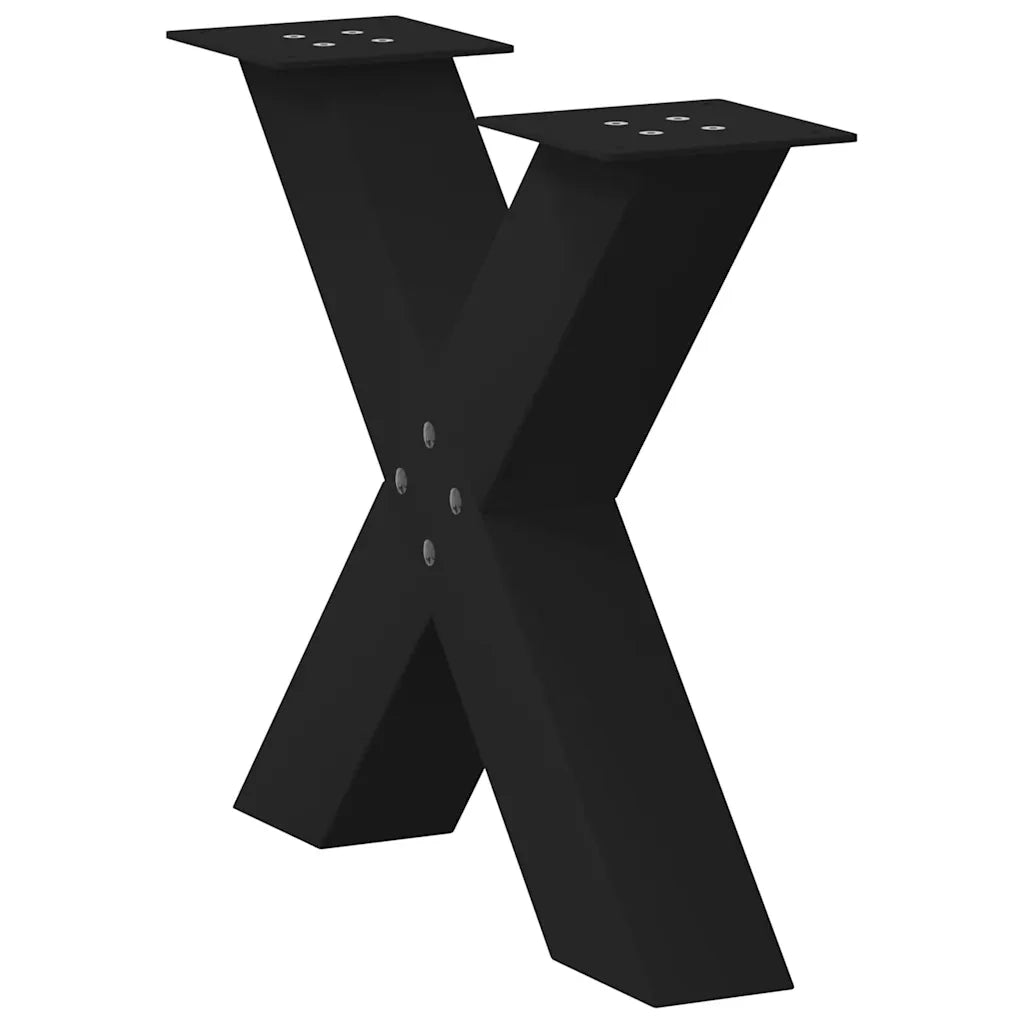 Gambe per Tavolino da Caffè a Forma di X 2 pz Nere 60x(42-43) cm Acciaio 4012960