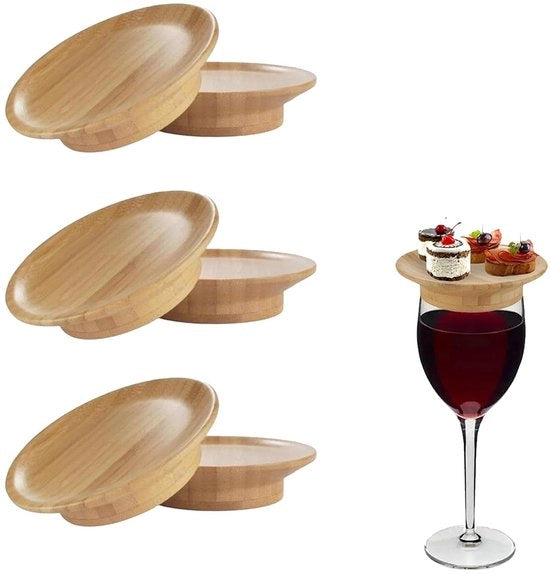 Set di 6 stopperi per bicchieri da vino in legno di noce, set di protezione per bicchieri da dessert, set di protezione per bicchieri da dessert, stopperi per bicchieri da vino in legno di noce, per dessert, bevande, antipasti e accessori da festa