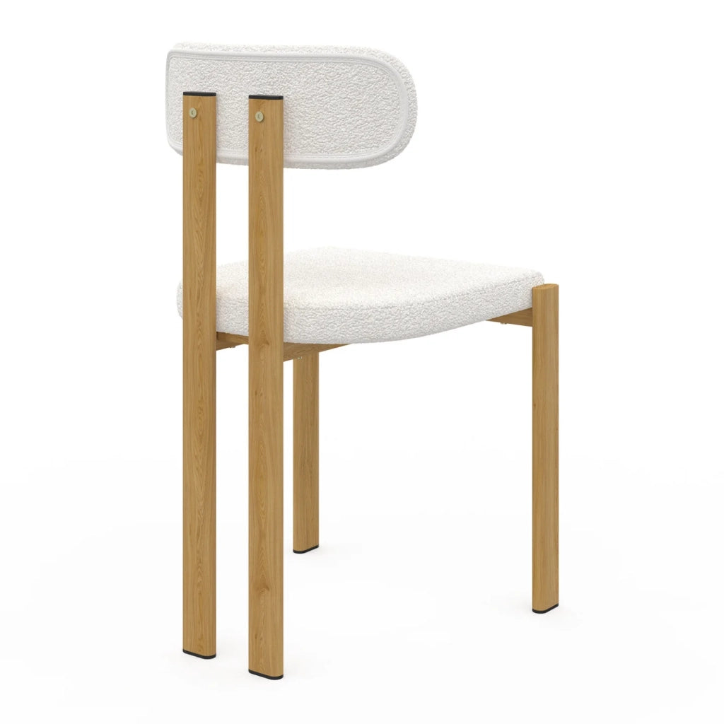 IDMarket - Set di 4 sedie da pranzo ESMA in metallo effetto legno e tessuto bouclette