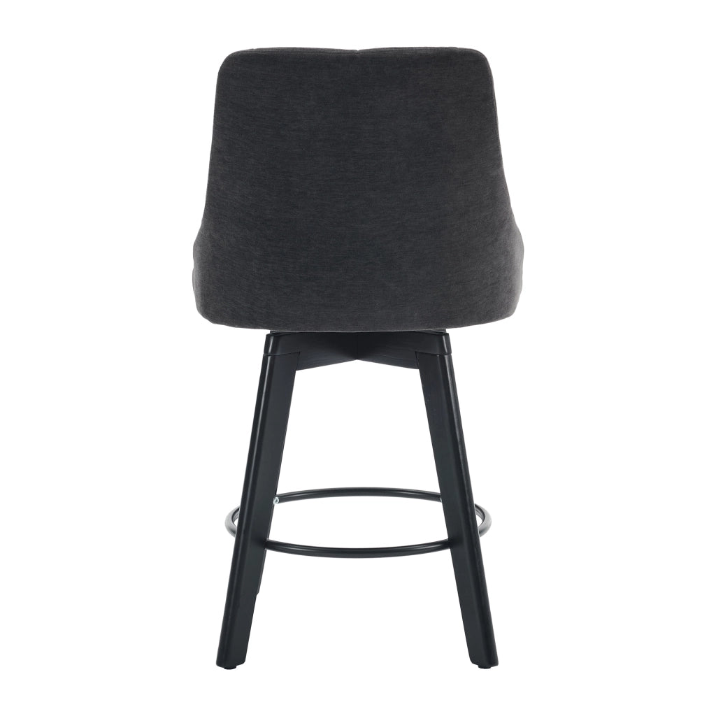 Sgabello da bar girevole in tessuto chenille, con schienale, poggiapiedi e base robusta, grigio